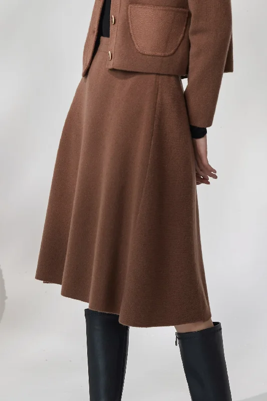 Luxury satin skirts for evening event elegance -Extra thick A-shaped cashmere skirt