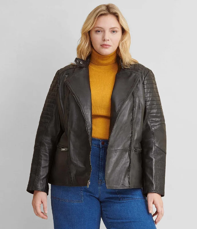 High School Jackets for Students -Plus Size Quilted Leather Jacket