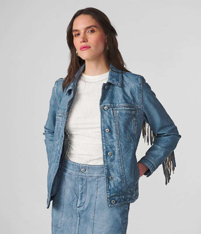 High-End Jackets for Exclusivity -Ariel Trucker Jacket With Fringe