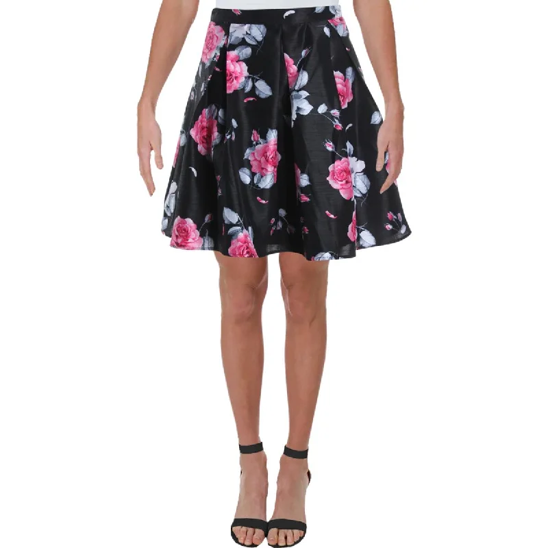 Patterned skirts with bold stripe accents -Sequin Hearts Womens Juniors Floral Mini A-Line Skirt