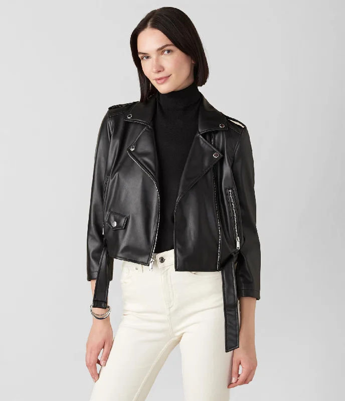 Yoga Jackets for Relaxation -Alexia Faux Leather Moto Jacket