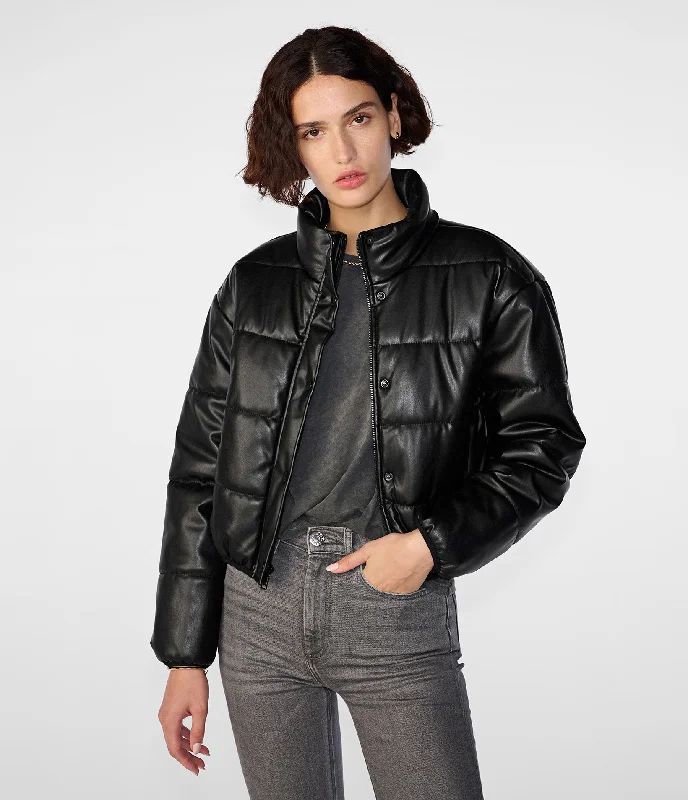 Cocktail Jackets for Elegant -Faux Leather Puffer Jacket