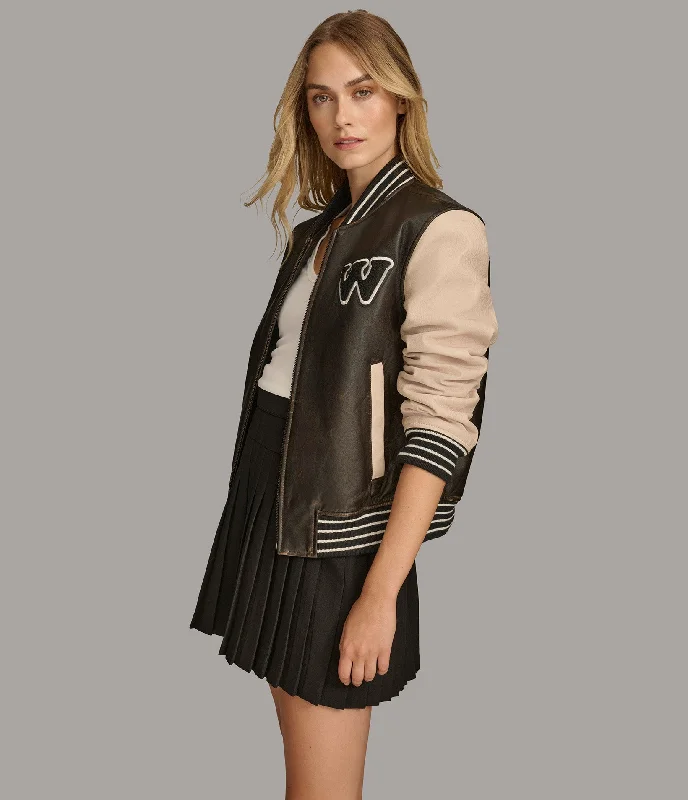 Pink Jackets for Feminine -Waverly Varsity Jacket