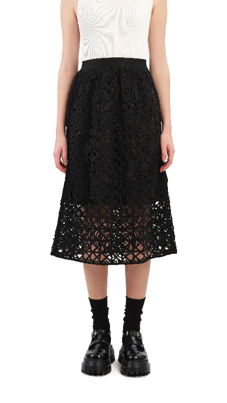 A-line midi skirts for balanced style -Cord Embroidery Skirt