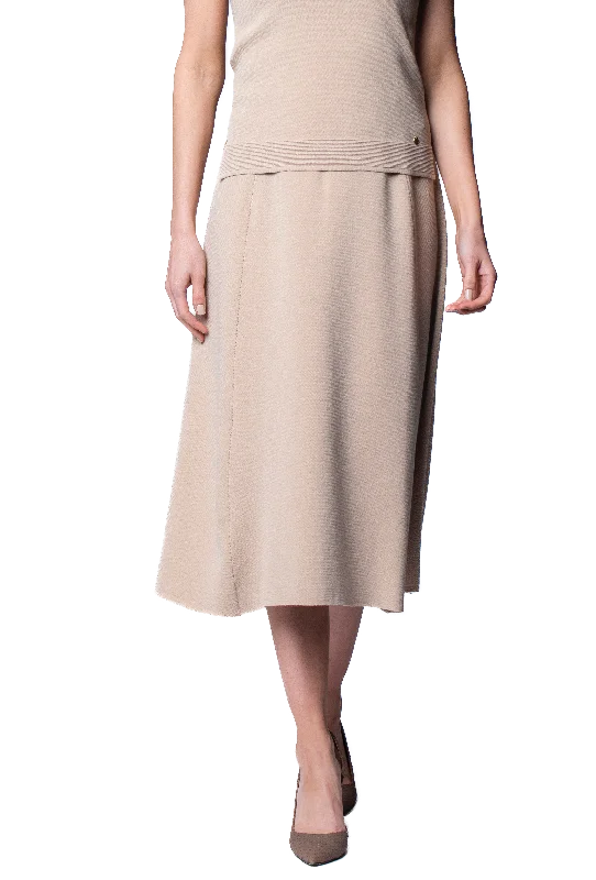 Green Dresses for Nature -Natalie A-Line Midi Skirt - Warm Beige