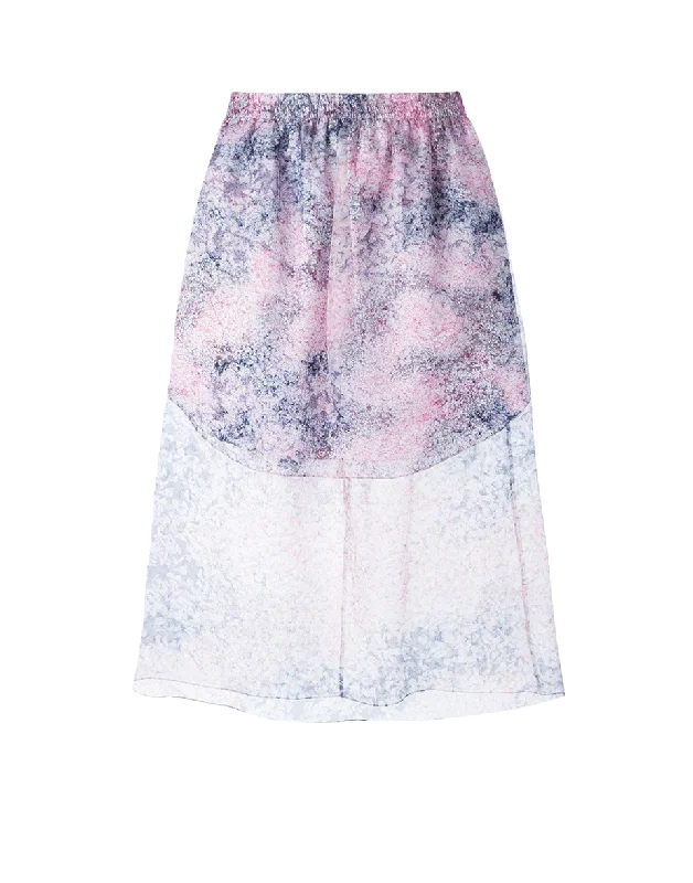 A-line skirts with flared hem elegance -Organza Floral Print Skirt