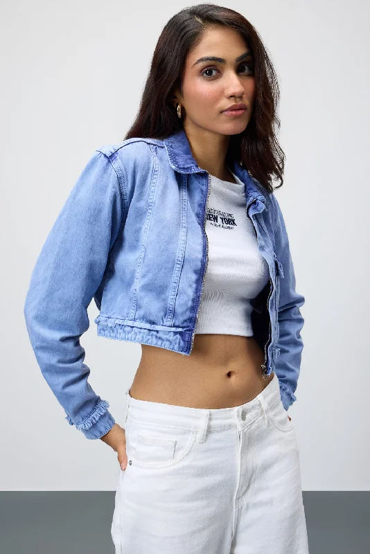 Custom Jackets for Personalized -Imperial Cropped Denim Jacket