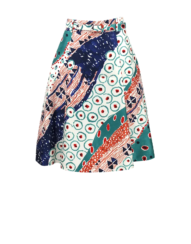 High-waisted denim skirts for cool lift -Full Printed Skirt