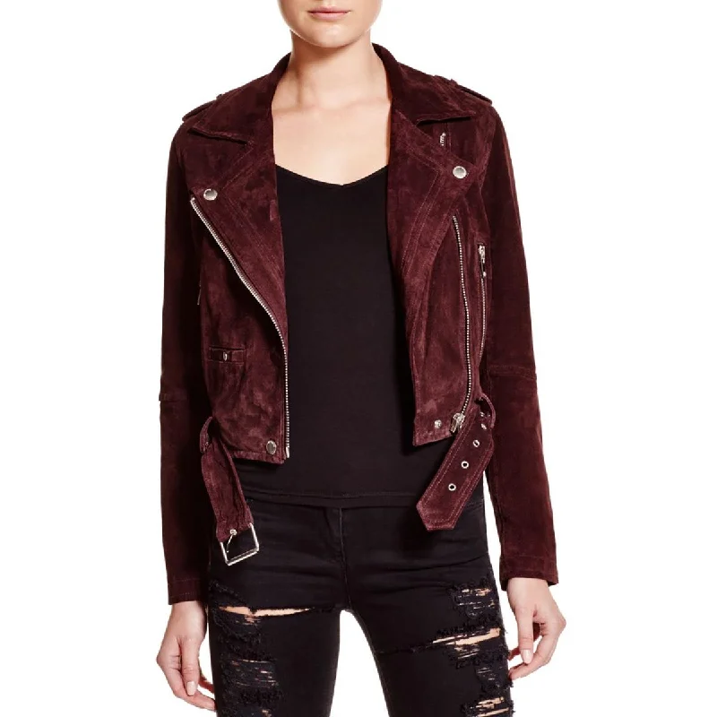 Checkered Jackets for Trendy -Blank NYC Womens Morning After Suede Fall Motorcycle Jacket