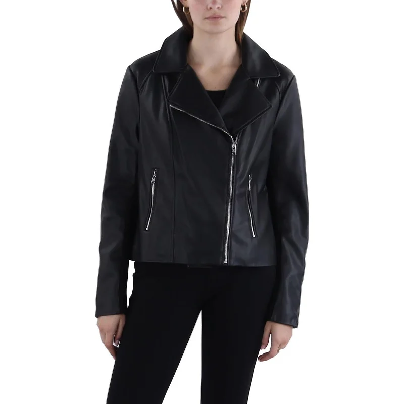 Duffle Jackets for Cozy Style -Sam Edelman Womens Faux Leather Short Motorcycle Jacket