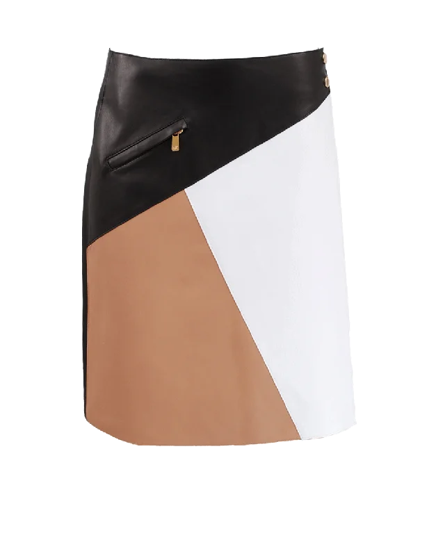 Trendy leather skirts for edgy modern looks -Color Block Skirt