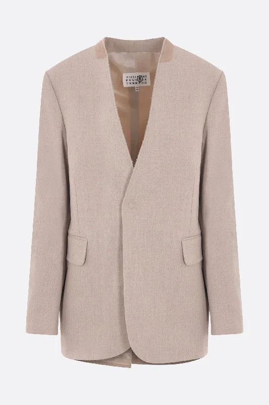 Beige Jackets for Neutral -single-breasted jacket in viscose blend