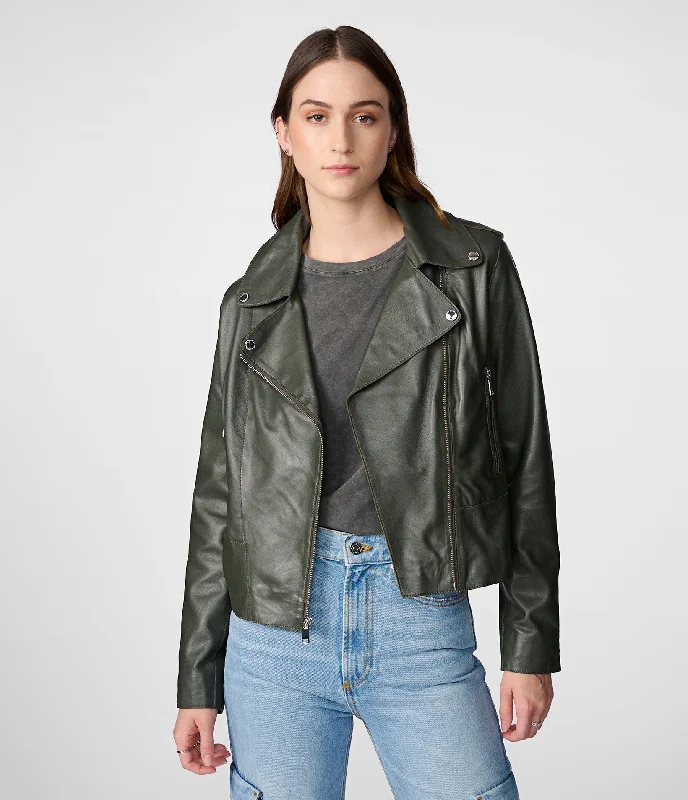 Blazer Jackets for Formal Occasions -Paige Leather Moto Jacket