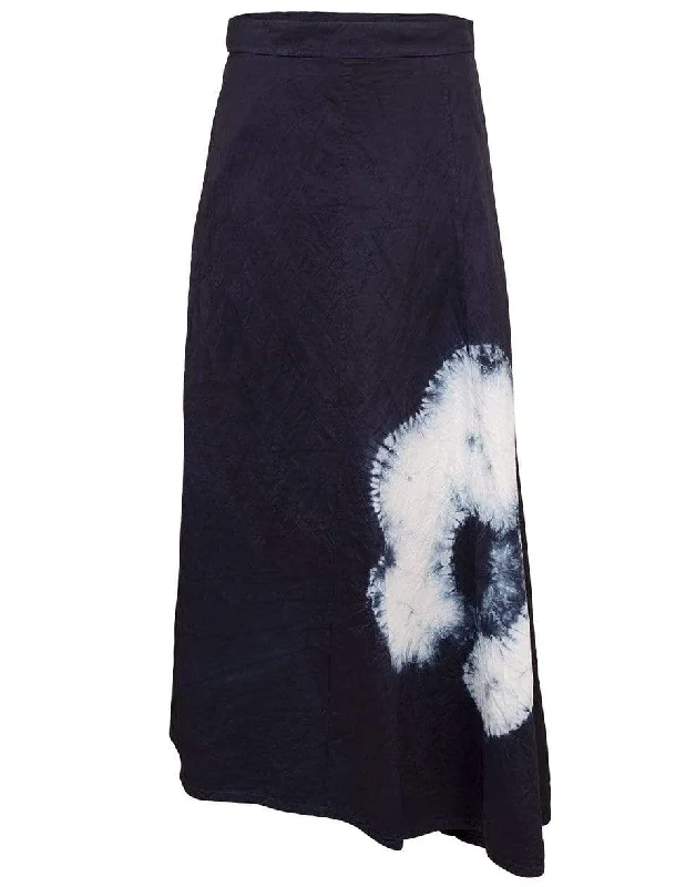 Designer pencil skirts for sharp professional looks -Asymmetric Shibori-Dyed Canvas Midi Mia Skirt