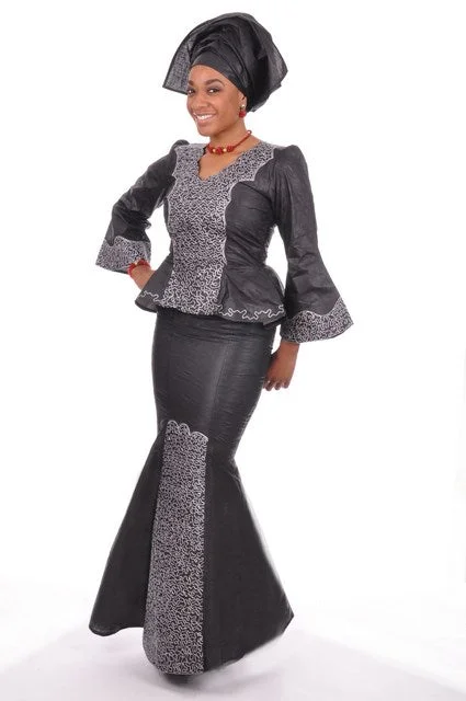 Soft skirts with plush cotton lining -Regal Black Brocade Top and Skirt-Elaborate Silver Embroidery