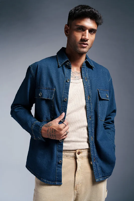 Duffle Jackets for Cozy Style -Anchor Blue Men's Denim Jacket