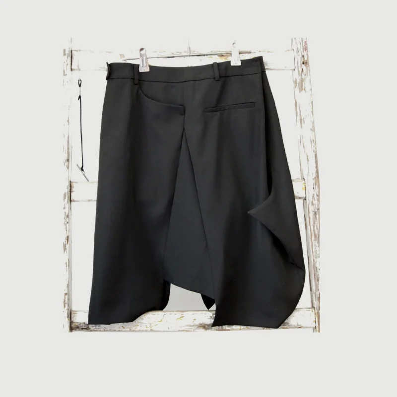 Classic black skirts for versatile outfit pairing -Deconstructed pants skirt