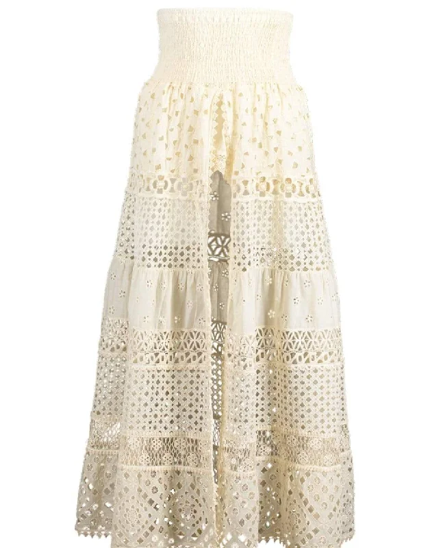 Affordable skirts with trendy slit details -White San Paolo Open Front Skirt