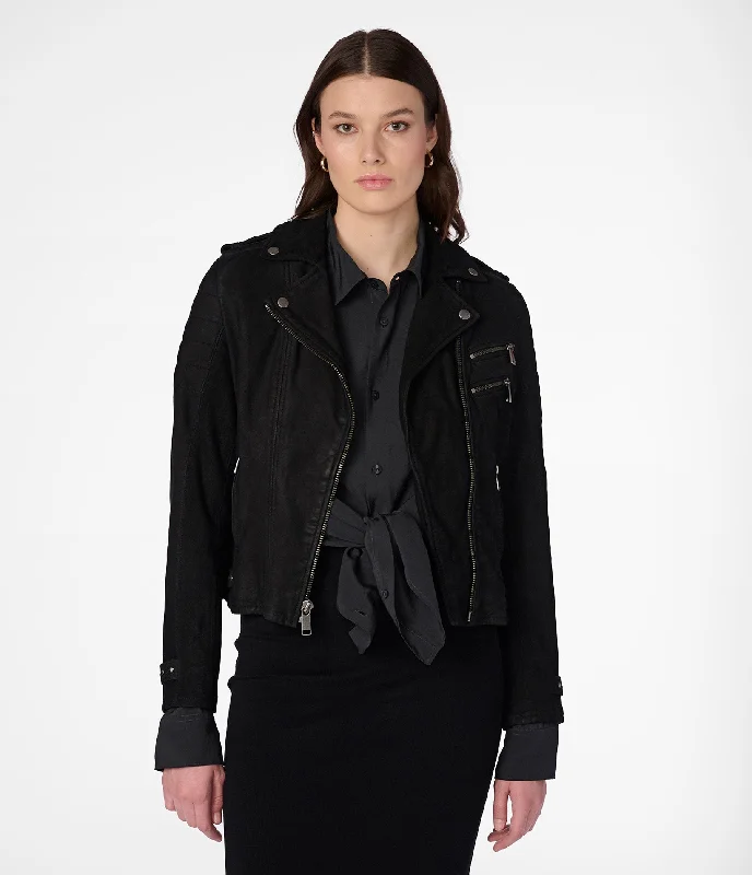 Leather Jackets for Stylish Look -Danielle Quilted Shoulder Moto Jacket