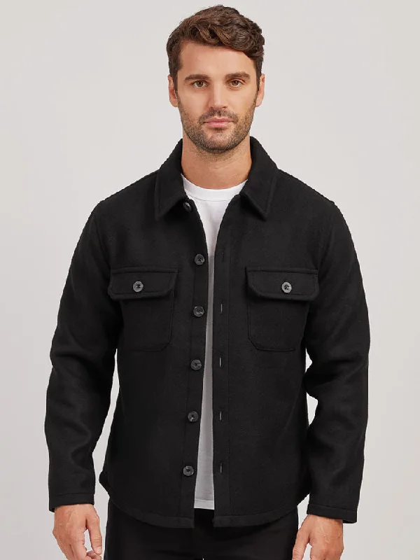 Lightweight Jackets for Easy Carry -Oversized Wool Shirt Jacket