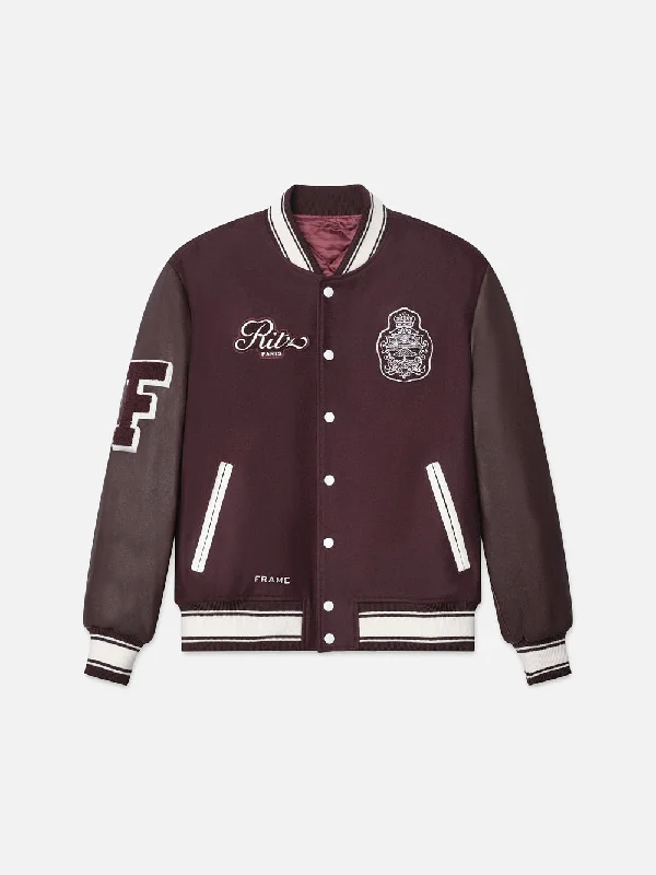 Workout Jackets for Fitness -Ritz Unisex Varsity Jacket -- Bordeaux