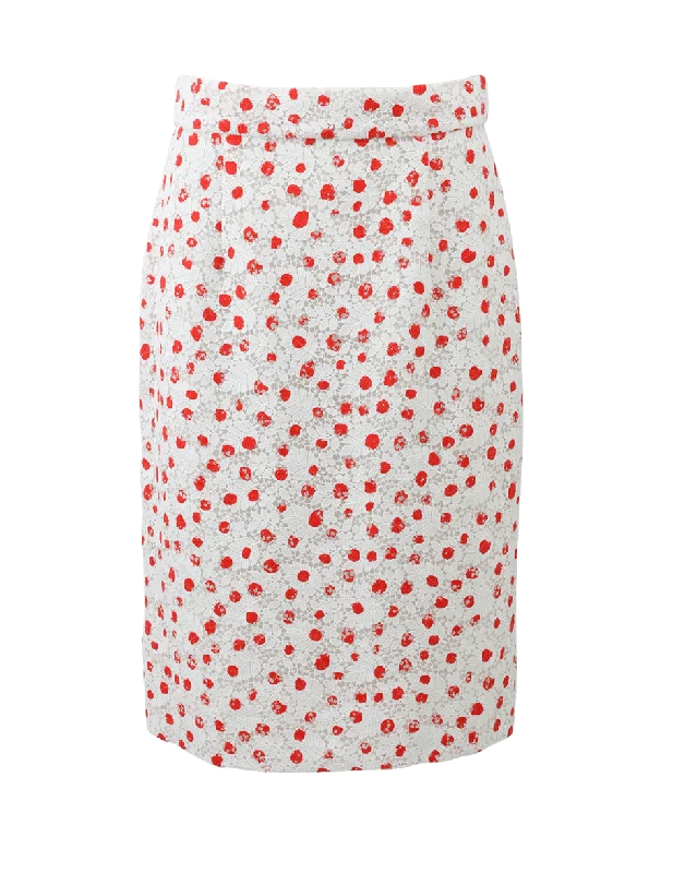 Patterned skirts with unique abstract art -Scattered Dot Lace Guipure Skirt