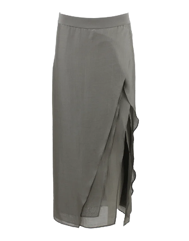 Soft cotton skirts for sensitive skin ease -Layered Slit Skirt