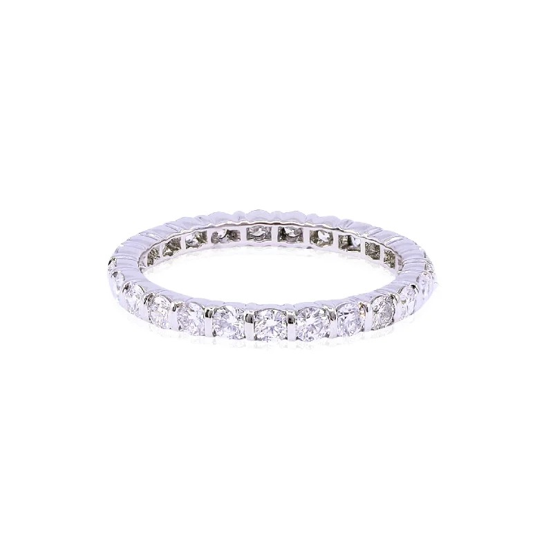 Simple necklaces and pendants with tiny charms for a delicate and casual vibe-ESTATE PLATINUM BAR SET DIAMOND ETERNITY BAND - 1.25CTW