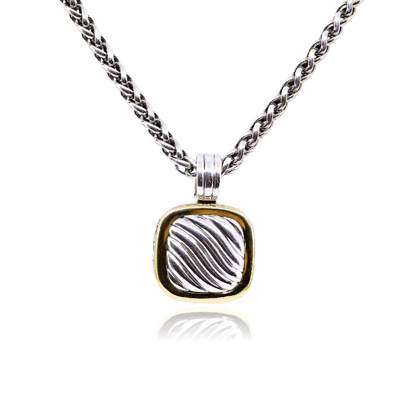 Beautiful necklaces and pendants with geometric shapes for a modern, artistic design-ESTATE DAVID YURMAN STERLING SILVER 18K YELLOW GOLD LOCKET