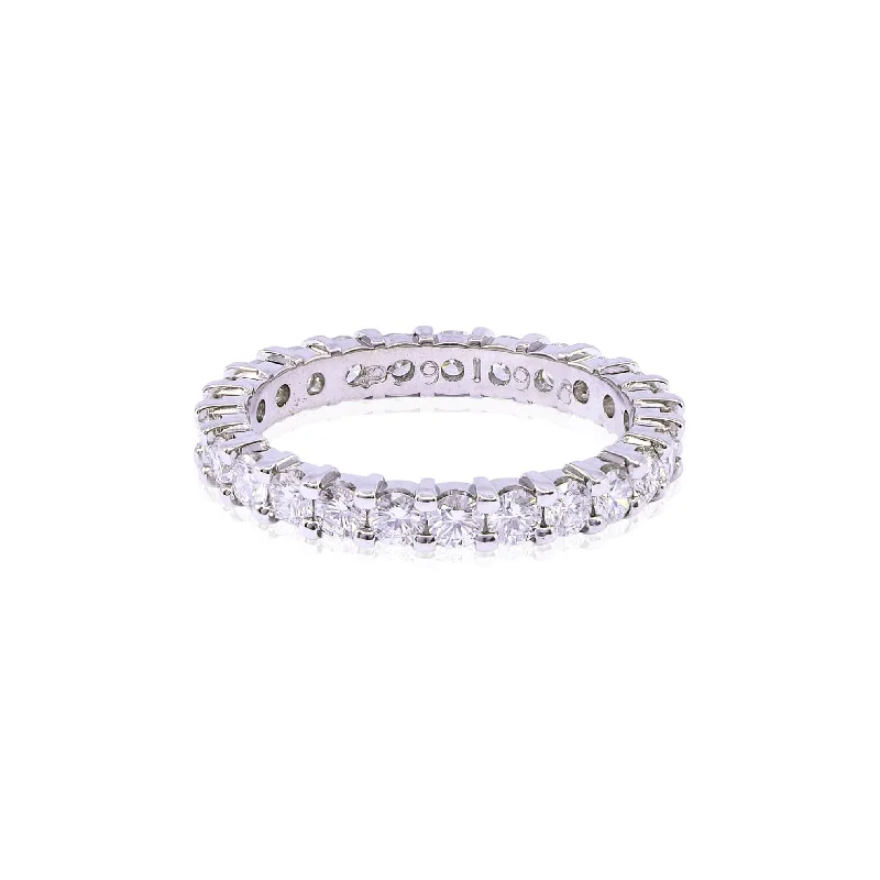 Fashionable necklaces and pendants with birthstones for a personalized gift idea-ESTATE PLATINUM SHARED PRONG ETERNITY BAND - 0.91CTW