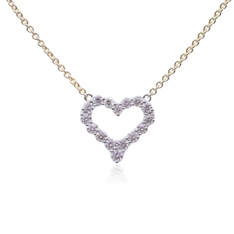 Best necklaces and pendants with intertwined designs for a symbol of unity-14K YELLOW GOLD DIAMOND HEART NECKLACE - 1.22CTW