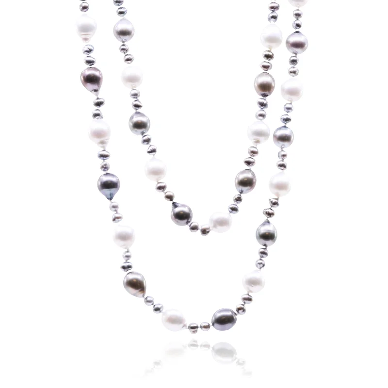 Necklaces and pendants with personalized charms for a custom piece of jewelry-35-INCH BAROQUE SOUTH SEA, TAHITIAN AND KESHI PEARL NECKLACE