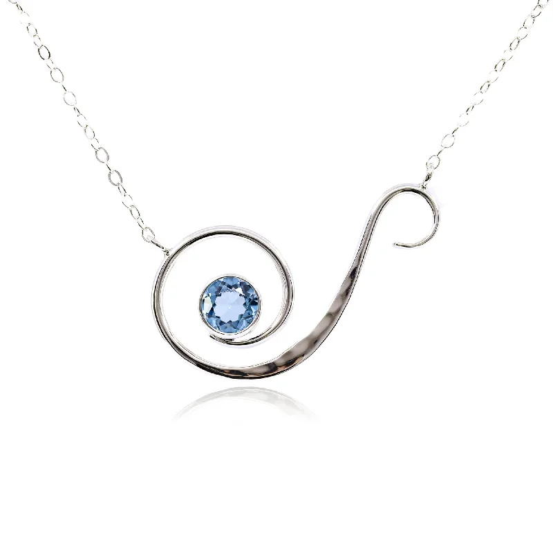 Simple necklaces and pendants with bar pendants for a sleek modern design-ED LEVIN STERLING SILVER BLUE TOPAZ POSEIDON NECKLACE