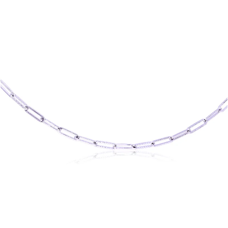 Stunning necklaces and pendants with aquamarine stones for a serene effect-18K WHITE GOLD 16-INCH PAPERCLIP LINK NECKLACE