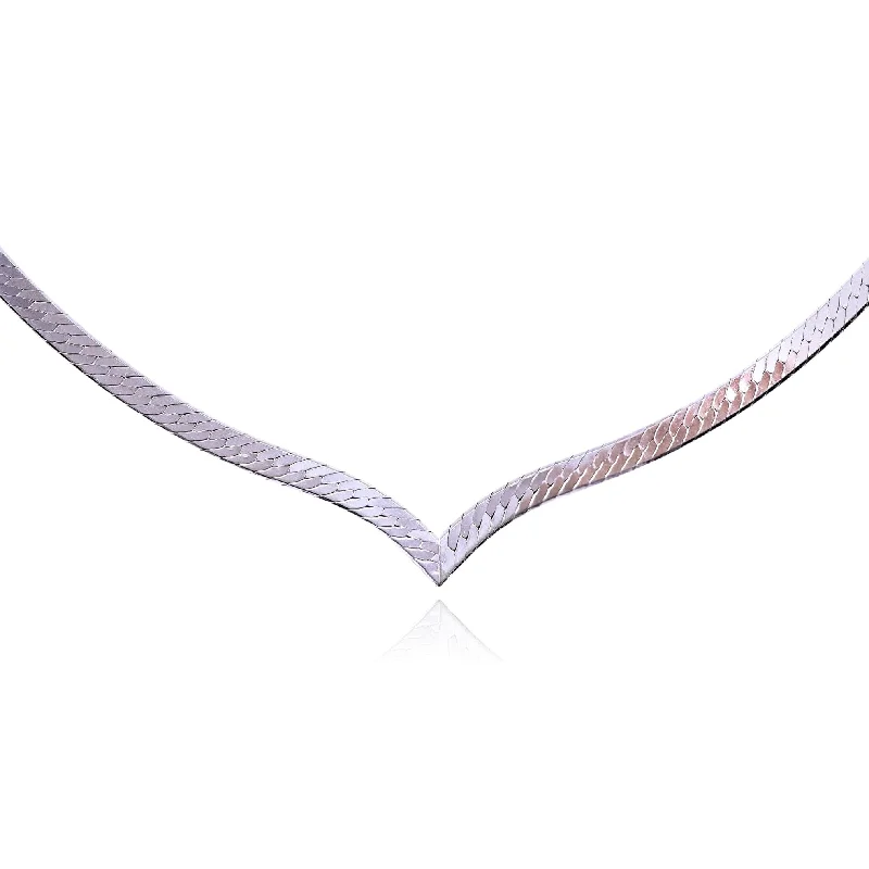 Beautiful necklaces and pendants with geometric shapes for a modern, artistic design-ESTATE 14K WHITE GOLD 'V' NECK CHAIN