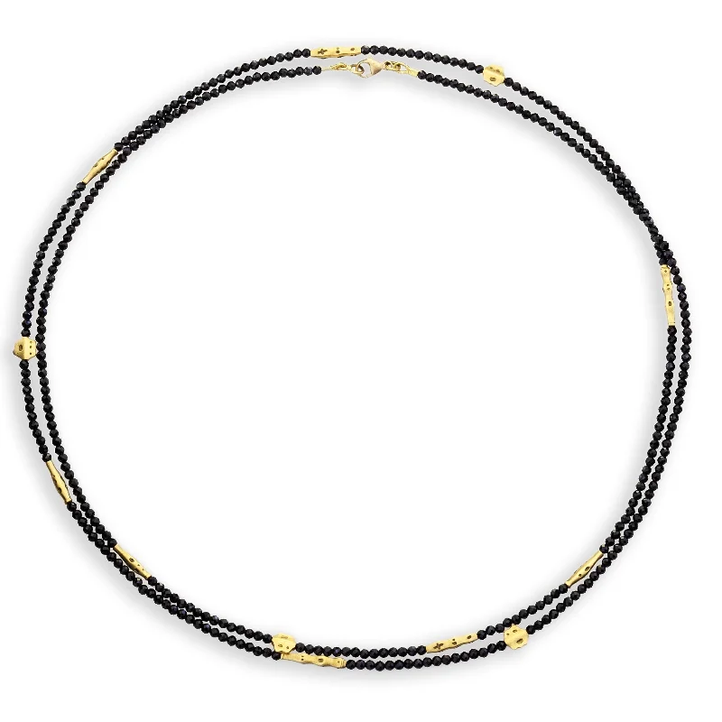 Beautiful necklaces and pendants with natural stones for an earthy, organic vibe-ALEX SEPKUS 18K YELLOW GOLD 38-INCH FLORA BLACK SPINEL BEADED NECKLACE