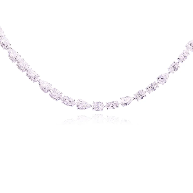 Stunning necklaces and pendants with chakra stones for healing and balance-HENNE 1887 PLATINUM MIXED CUT DIAMOND NECKLACE - 18.87CTW