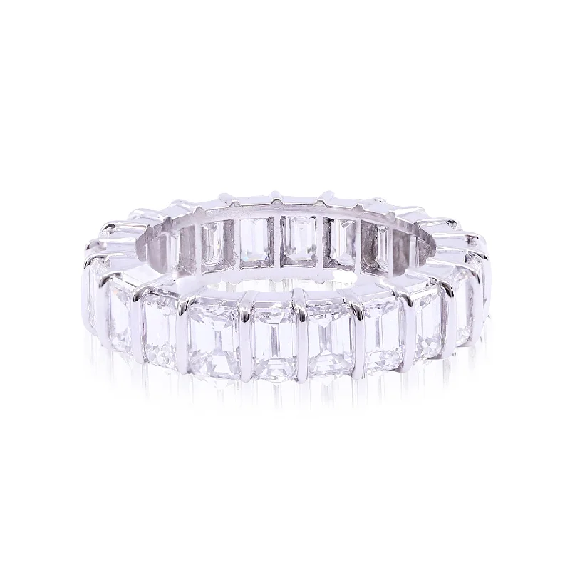 Best necklaces and pendants with vintage lockets for a nostalgic, sentimental look-ESTATE PLATINUM DIAMOND ETERNITY BAND EMERALD CUT 7.25CTW - SZ 8.5