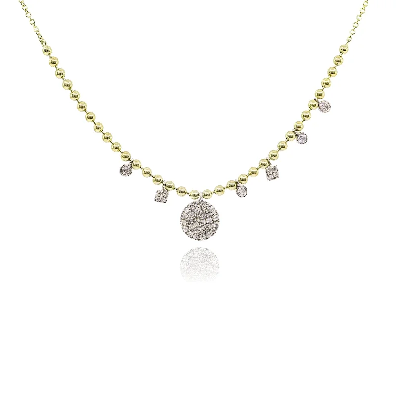 Unique necklaces and pendants with engraved messages for a sentimental gift-MEIRA T 14K YELLOW GOLD DIAMOND PAVE DISC NECKLACE - 0.33CTW