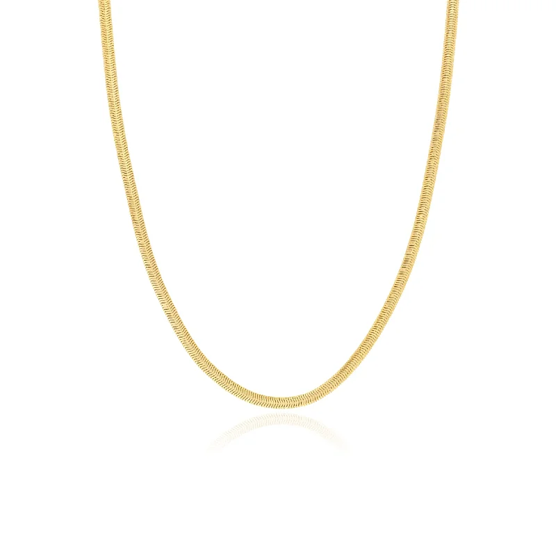 Beautiful necklaces and pendants with butterfly motifs for a whimsical style-14K YELLOW GOLD 4.2MM SNAKE CHAIN NECKLACE