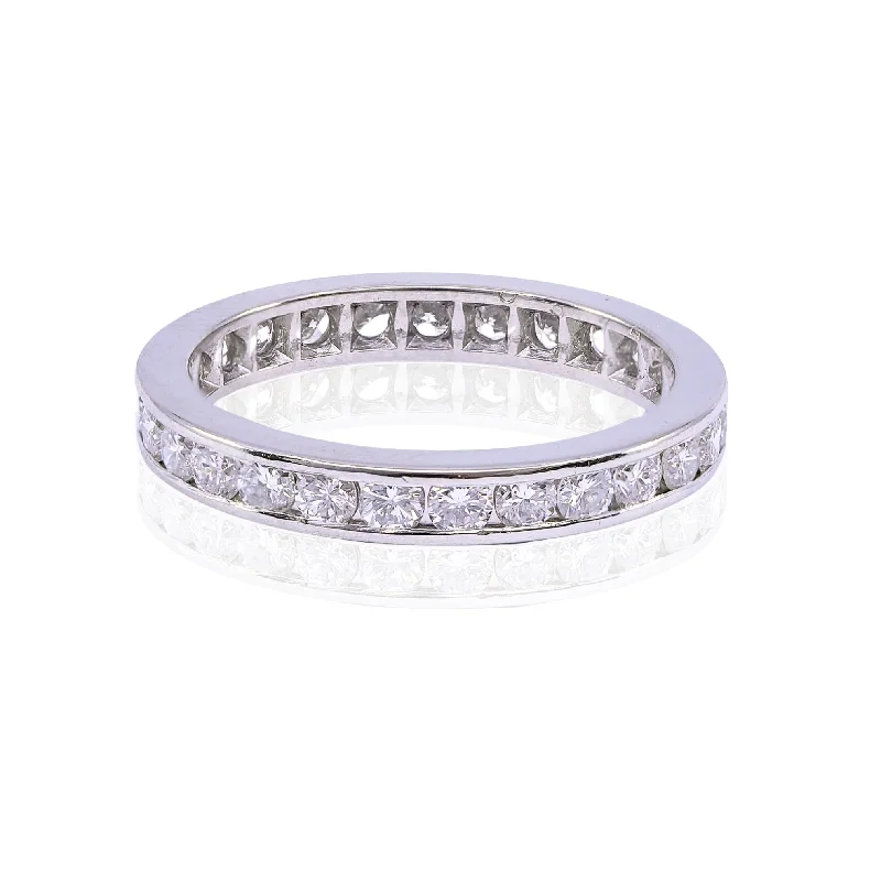 Necklaces and pendants with love knot designs for a romantic, meaningful symbol-ESTATE PLATINUM CHANNEL SET DIAMOND ETERNITY BAND - 0.50CTW