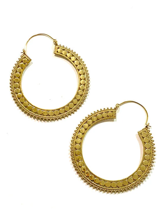 Necklaces and pendants with matching rings for a coordinated set of jewelry-Alina Brass Hoops