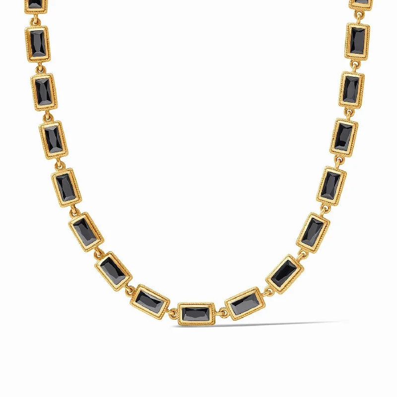 Stunning necklaces and pendants with aquamarine stones for a serene effect-Baguette Tennis Necklace in Obsidian Black