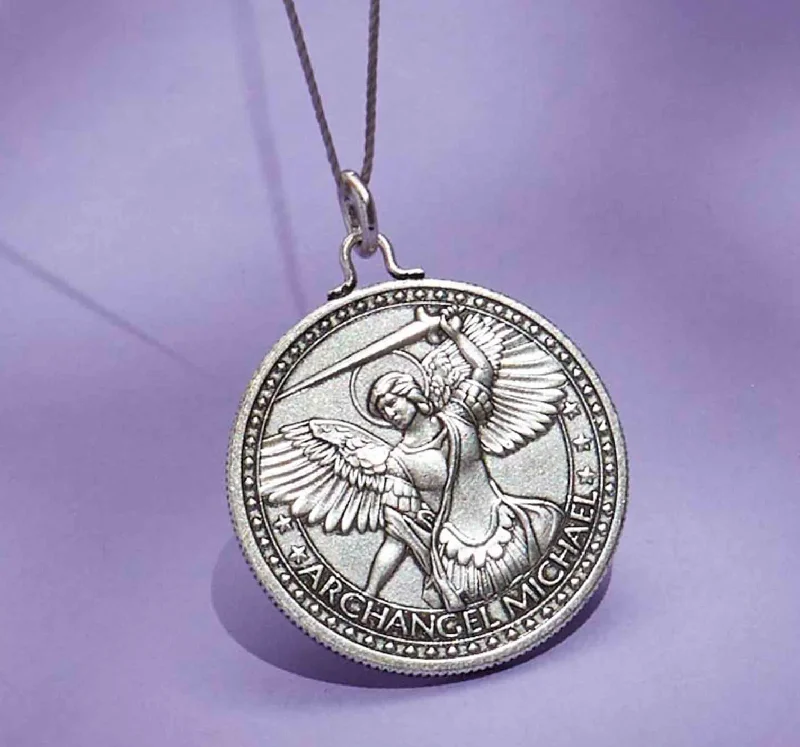 Necklaces and pendants with enamel accents for a colorful, eye-catching appearance-Better Together - Mother Mary/Michael Necklace Antique Silver Finish - Large by &Livy