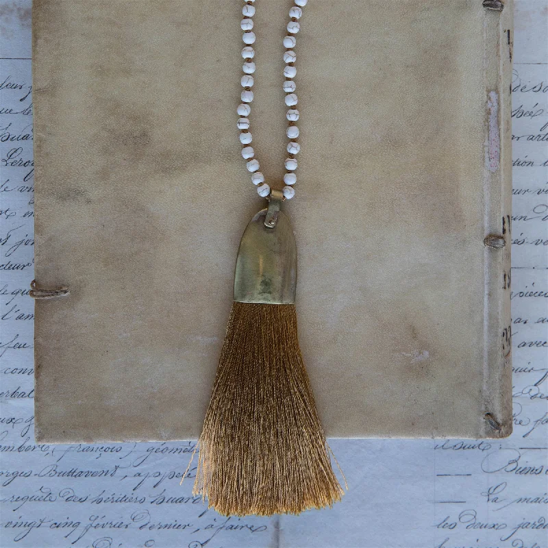 Best necklaces and pendants with glowing moonstone for an ethereal glow-Brass and Tassel Pendant - Ochre