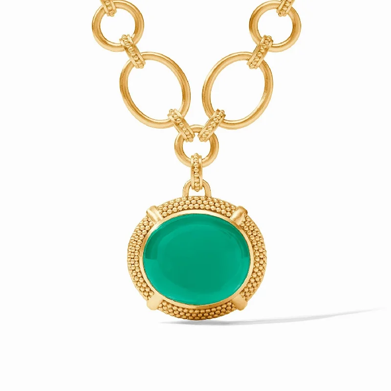 Necklaces and pendants with infinity love symbols for an eternal, romantic gesture-Cabochon Statement Necklace in Emerald Green