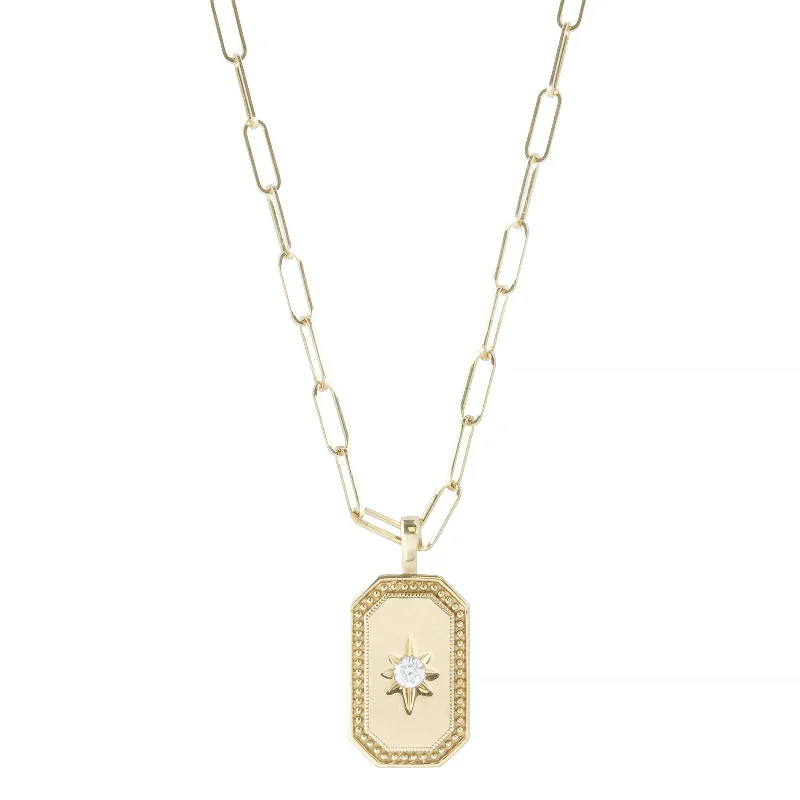 Best necklaces and pendants with silver chains for a sleek, timeless look-Celeste Tag Charm Necklace - Yellow Gold