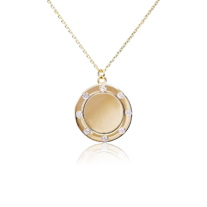 Necklaces and pendants with crescent moon designs for a celestial and mystical feel-14K YELLOW GOLD DIAMOND MEDALLION NECKLACE