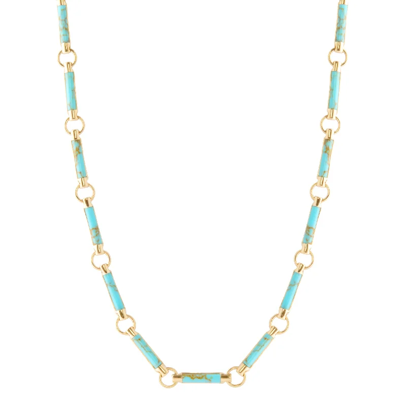 Necklaces and pendants with matching rings for a coordinated set of jewelry-Chain Choker - Turquoise