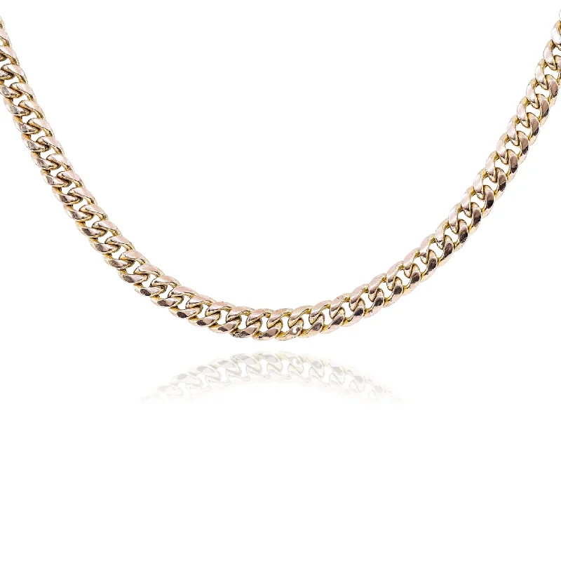 Beautiful necklaces and pendants with moon and star charms for a dreamy effect-ESTATE 14K YELLOW GOLD HOLLOW FLAT CURB CHAIN